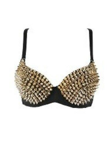 Sexy Forplay Spiked Studded Push-Up Bra Costume ~ Silver or Gold