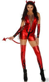 Sexy Illuminaughty Devil Metallic Romper Bodysuit Costume 4pc 553447