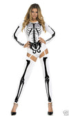 Sexy Forplay Bone-A-Fide Skeleton Bodysuit White & Black Costume 2pc 554650