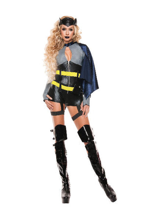 Sexy Starline Bat Super Hero Black Romper 4pc Costume #S5137