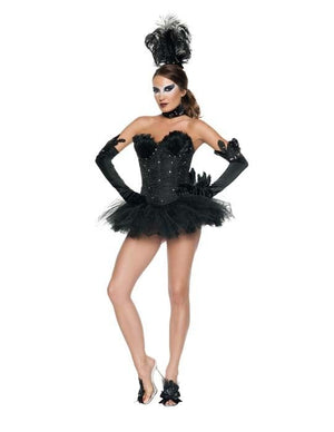 Sexy Starline Black Swan Feather Sequin Corset Dress 5pc Costume T1018