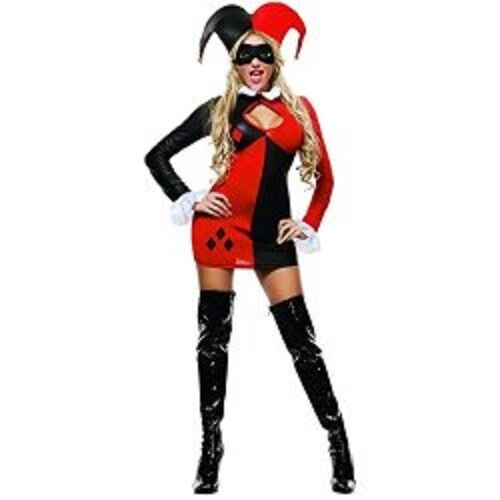 Sexy Starline Harley-Quin Jester Red & Black Mini Dress 3pc Costume S4077