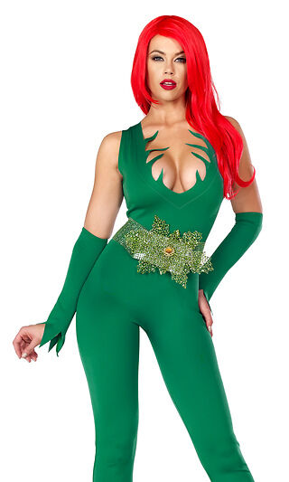 Sexy Forplay Green Toxic Temptress Ivy Villain Catsuit Costume 2pc 555252