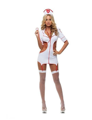 Sexy Starline Red & White Cut-Out Nurse Mini Dress 3pc Costume S2076
