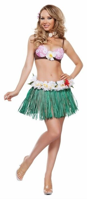 Sexy Starline Aloha Babe Hula Bra Top & Skirt 4pc Costume S4521