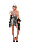 Sexy Starline Jazzy Flapper Silver Sequin Mini Dress 3pc Costume S5030