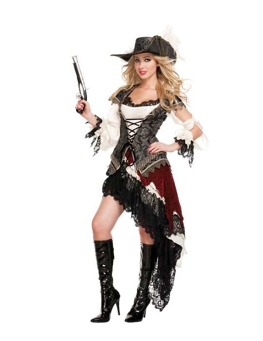 Naughty Pirate Cosplay Costume Contrast Mesh Colorblock - Temu Canada
