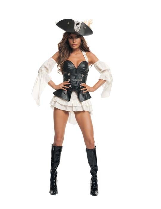 Sexy Starline Black Pearl Pirate Faux Leather Corset Dress Costume S-2X S2013