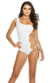 Forplay Nevis Swimsuit Cutout Side w/ Lace Up Detail One Shoulder Monokini