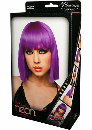 Sexy Cleo Purple Wig Short Bob w/ Bangs  - Human Like Hair - Pleasure Wigs