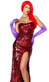 Forplay Sexy Toon Temptress Jessica Rabbit Red Sequin Dress Gown Women's Costume