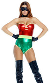 Forplay Sexy Sultry Sidekick Robin Metallic Strapless Bodysuit Superhero Costume