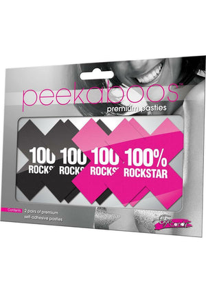 Eye Candy Peekaboo Pasties 100% ROCKSTAR X Pink & Black 2 Pair PK330