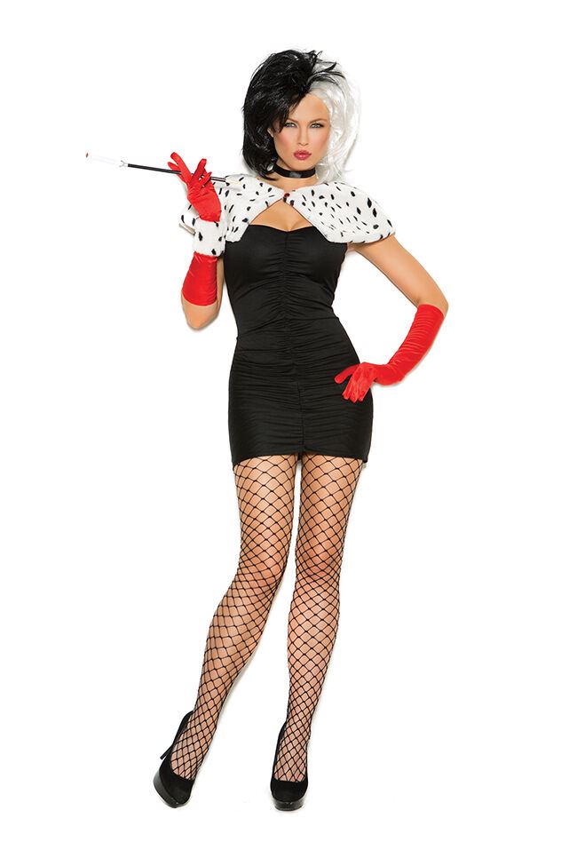 Sexy Dog Napper Cruella Deville Dress Costume 6pc Elegant Moments 9136