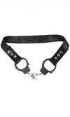 Sexy Adjustable Gunmetal Rhinestone & Faux Leather Handcuff Belt Forplay 996452