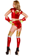 J Valentine Miss Iron Man Potts Metallic Hooded Top & Shorts Costume CC202 ~SALE