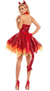 Sexy Party King Hellfire Darling Red Sequin Corset Dress Deluxe Costume PK726
