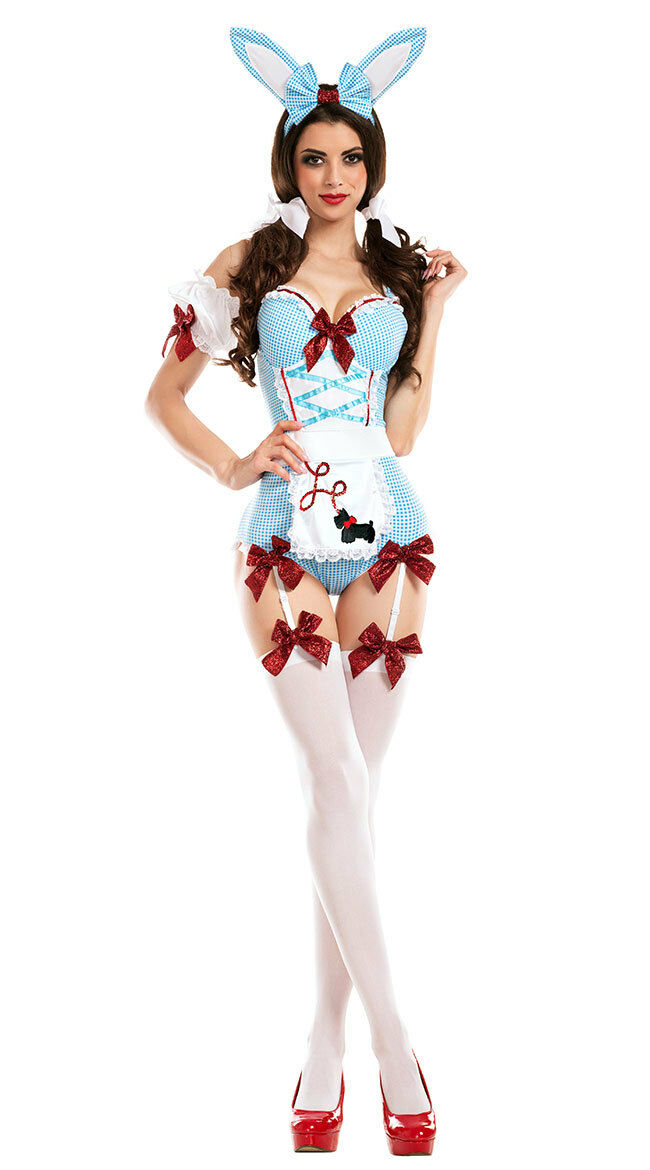 Sexy Party King Kansas Bunny Blue Gingham Bodysuit Deluxe Costume PK703