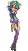 Sexy Party King Purple Funny Comic Villain Joker Wet Look Bodysuit Costume PK290