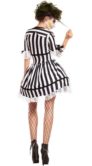 Sexy Party King BugJuice Black & White Striped Dress Beetle Juice Costume PK754