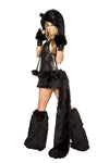 J. Valentine Black Cat Halter Corset & Skirt w/ Faux Fur Tail Costume CS118 SALE