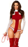 Sexy Forplay Nurse Me Red Vinyl & White Mesh Net Bodysuit Costume 2pc 555208