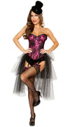 Roma Deluxe Burlesque Girl Strapless Corset Pink/Black Costume 4826