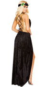 Roma Metallic Gold & Black Velvet Greek Goddess Dress 3pc Costume 10113