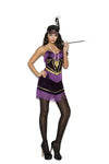 Elegant Moments Foxy Flapper Mini Black & Purple Fringe Dress Costume 3pc 99071