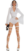 Sexy Party King Space Princess Leia White Bodysuit Costume PK823