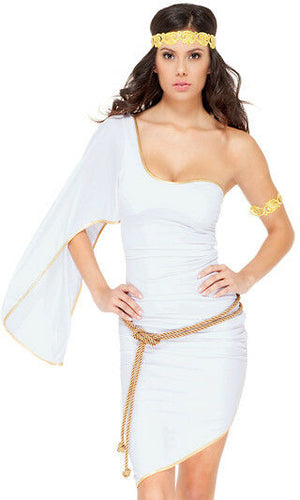 Sexy Forplay Glam Roman Goddess White & Metallic Gold Dress Costume  559302