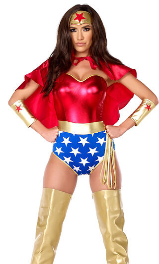 Sexy Forplay Super Seductress Comic Super Hero Wonder Woman Costume 6pc Set