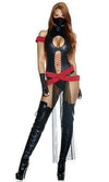 Forplay Sexy Slay All Day Ninja Warrior Black & Red Bodysuit 4pc Costume 557779