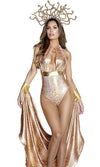 Sexy Forplay Slither Medusa Metallic Gold Snake Print Bodysuit Costume 557760