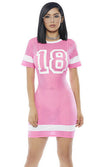 Forplay Played Yourself Football Jersey Pink & White Dress Costume 558744