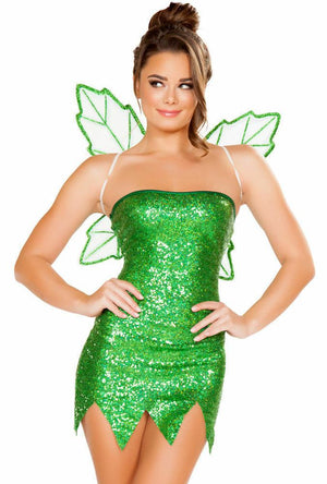 Roma Mischievous Fairy Green Sequin Mini Dress Tinkerbell Costume 4732