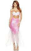 Forplay Sexy Dainty Dip Pink Mermaid Metallic Hologram Skirt & Bra Top Costume