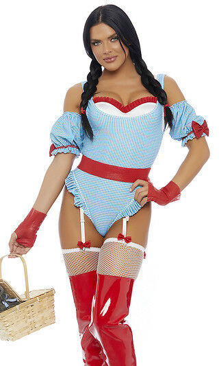 Sexy Forplay No Place Like Home Dorothy Oz Gingham Bodysuit 3pc Costume 558759