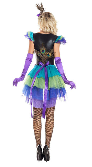 Sexy Party King Regal Peacock Sequin Bodysuit w/ Feathers Costume PK932