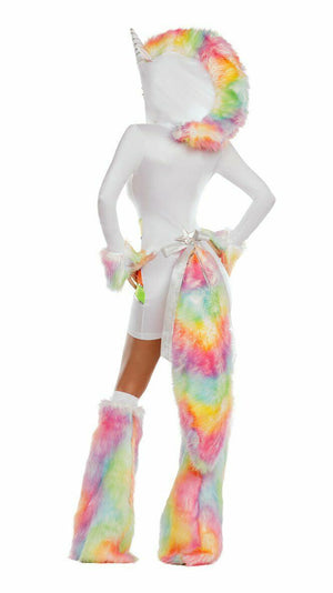 Sexy Party King Rainbow Unicorn LS White Hooded Dress Costume PK863