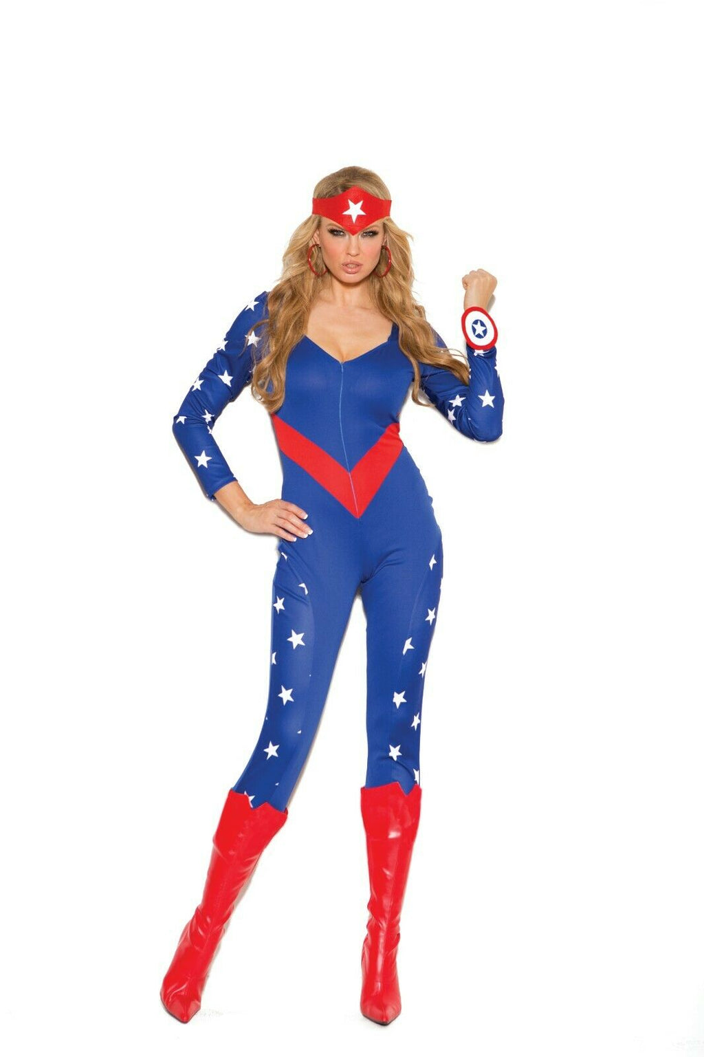 Sexy American Superhero Catsuit Costume 3pc Elegant Moments 9144