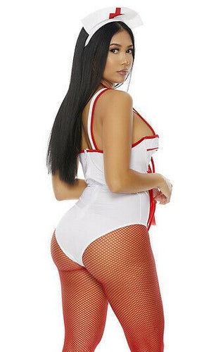 Sexy Forplay In Perfect Health Nurse White Bodysuit Costume 558754
