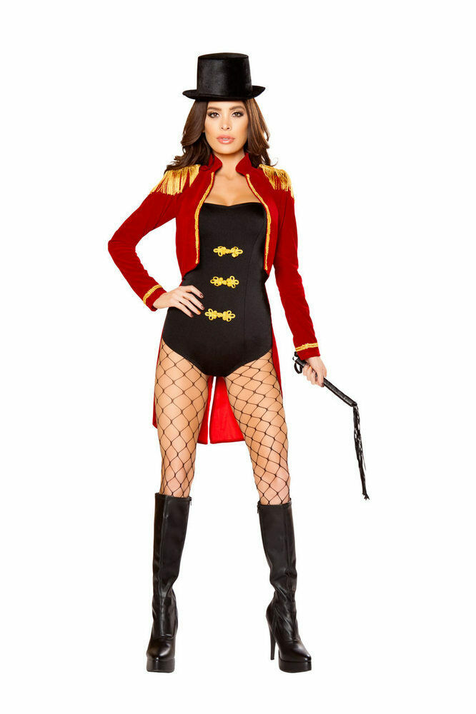 Roma 4pc Sassy Circus Ring Leader Ringmaster Red & Black Deluxe Costume 10093