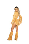 Roma Peace Lover Hippie Beige LS Bodysuit with Fringe Detail Costume 4998