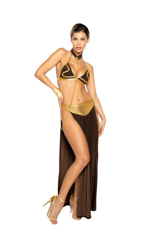 Roma Sexy War Princess Brown & Gold 3pc Leia Star Wars Costume 4992