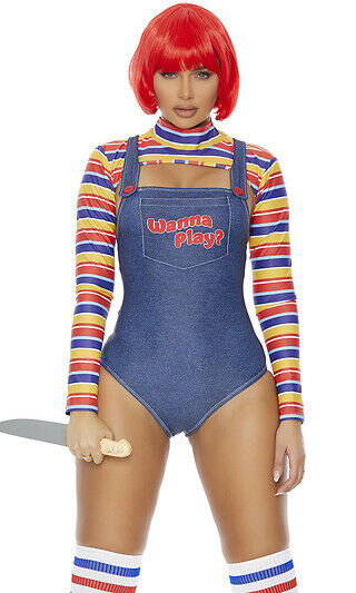 Sexy Forplay Wanna Play? Bodysuit Chucky Doll Costume 5pc 550303
