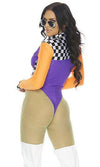 Sexy Forplay Winner's Circle Purple & Orange Bodysuit Race Driver Costume 550306
