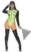 Sexy Forplay Fast Life Black & Green Bodysuit Racer Driver Costume 4pc 550308