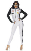Sexy Forplay High Speed White Race Car Driver Catsuit Costume 550351
