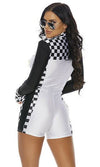 Sexy Forplay Start Your Engines White Race Car Driver Romper Costume 550352